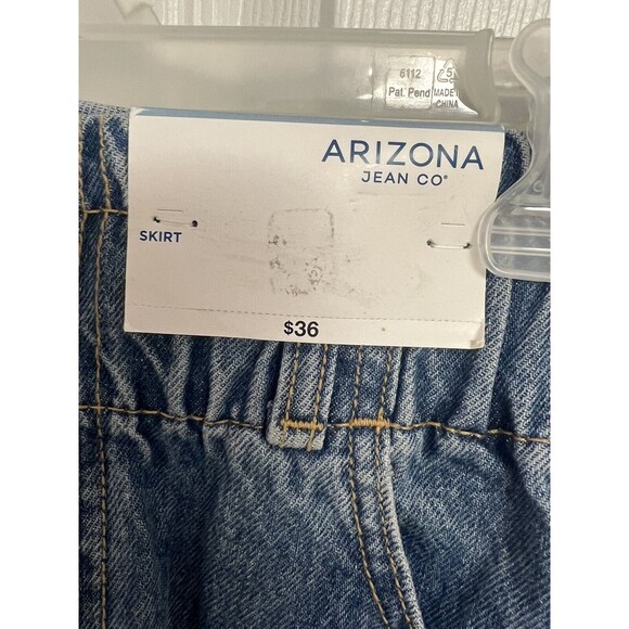 VTG Y2K Denim Skirt Arizona NWT Jean Paper Bag Mini Light Acid Wash Sz 11 - Picture 5 of 11